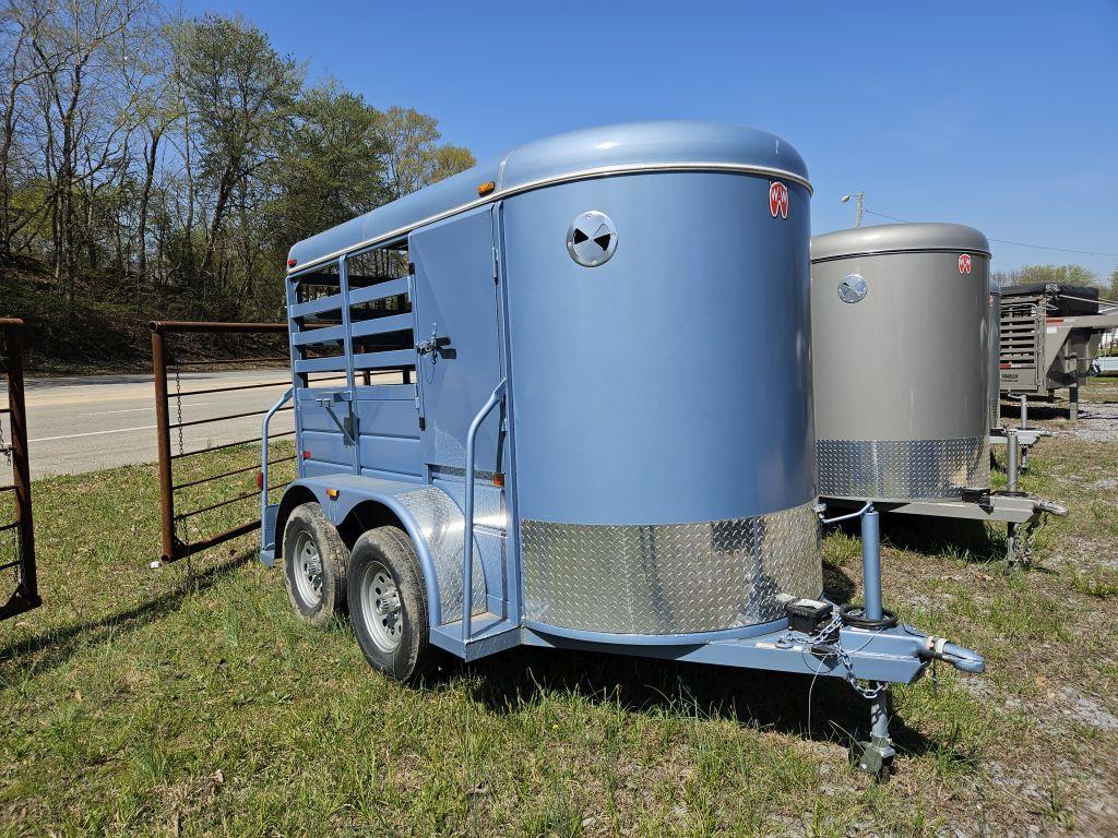 2023 UNUSED WW 5X10 BLUE BUMPER PULL STOCK TRAILER, HAS BILL OF ORIGIN, SLI