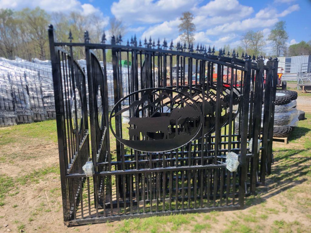 UNUSED 2024 GREATBEAR 14' BI PARTING COW IRON ENTRANCE GATES, **SELLS ABSOL