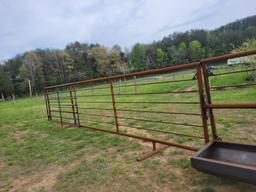 NEW 24' HEAVY DUTY FREE STANDING PANEL WITH 10' GATE WELDED ON