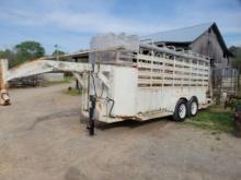 18'X5' GOOSENECK STOCK TRAILER, TANDEM AXLE, NO TITLE