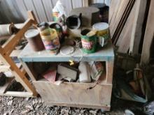 WOODEN WORK BENCH WITH WHEELS MISC WOOD