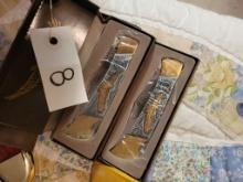 GRAY AND GOLD EAGLE POCKET KNIVES (2)