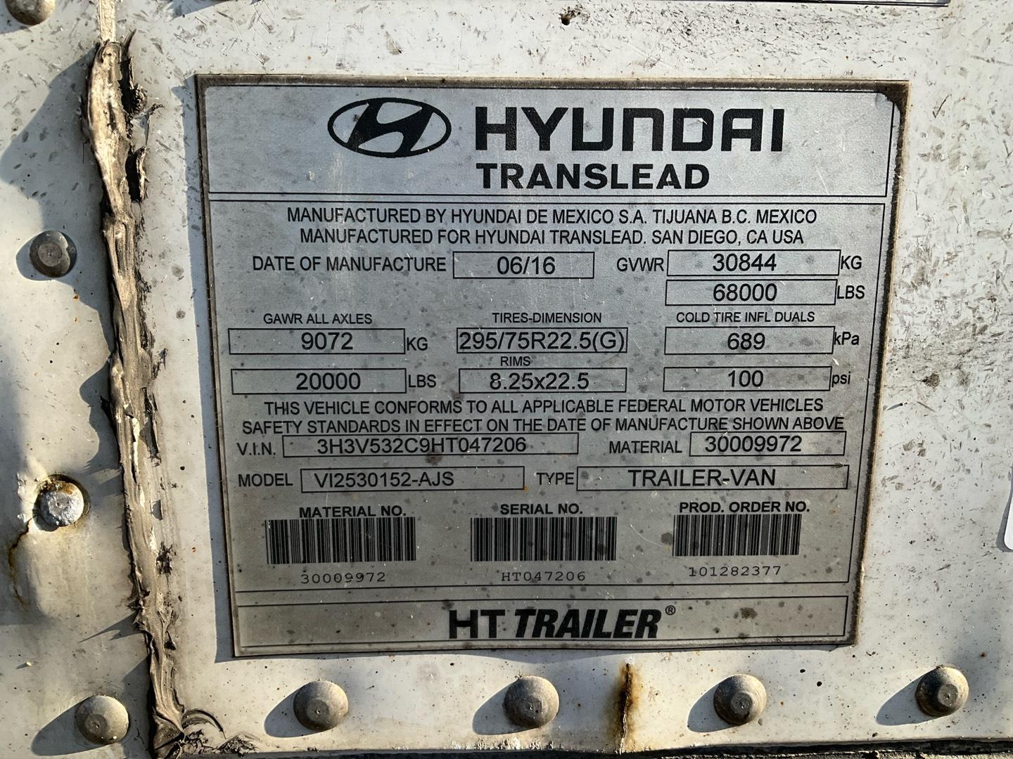 2017 HYUNDAI  DRYVAN Serial Number: 3H3V532C9HT047206