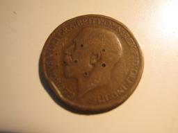 Foreign Coins: 1920 Great Britain 1/2 Penny