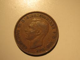 Foreign Coins: 1945 Great Britain 1 Penny