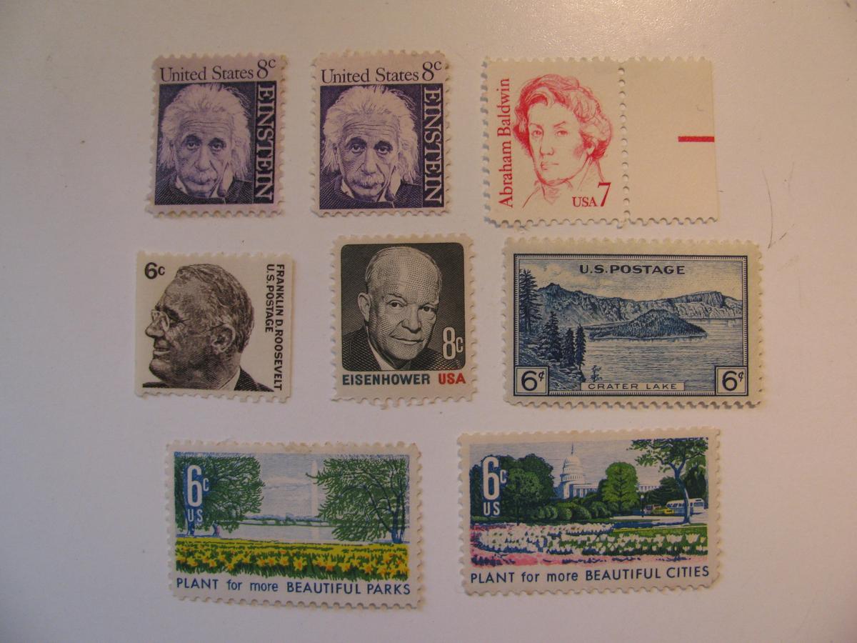 8 Vintage Unused Mint U.S. Stamps