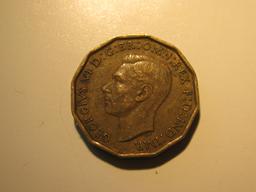 Foreign Coins: WWII 1942 Great Britain 3 Pence