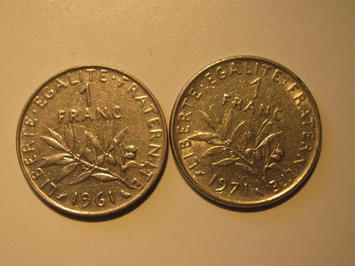 Foreign Coins: 1961 & 1971 France 1 Francs