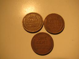 US Coins: 3x1919 wheat pennies