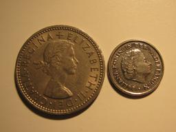 Foreign Coins: 1962 Great Britain 1 Shilling & 1971 Netherlans 10 cents