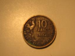 Foreign Coins:  1954 France 10 Francs