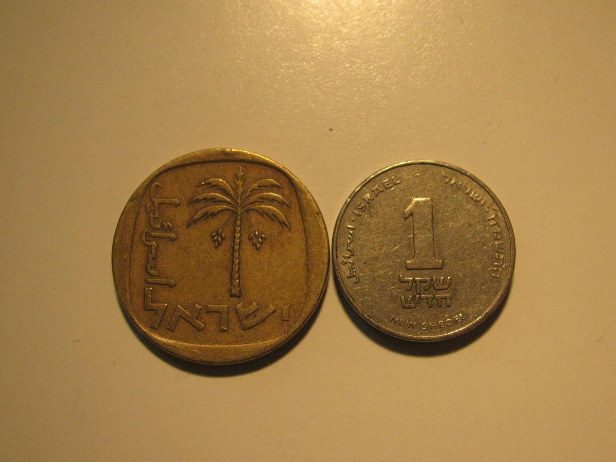 Foreign Coins:  2 Israeli coins