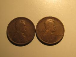 US Coins: 2x1910 Wheat pennies