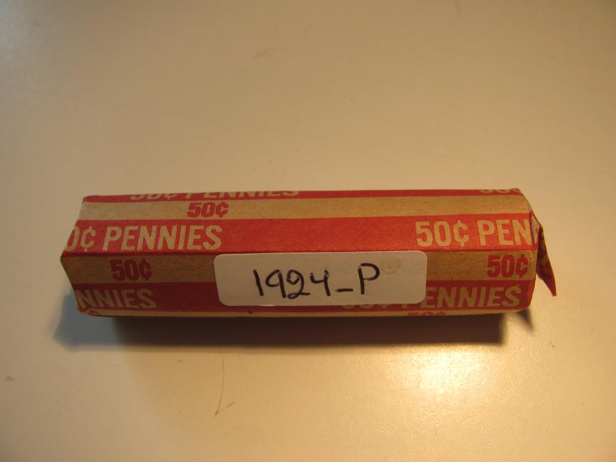 Roll of 50 1924-P Wheat pennies