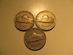 US Coins:3x1947 5 cents