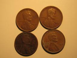 US Coins:  4x1919 Wheat pennies