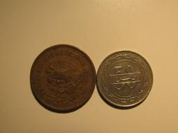 Foreign Coins: 2005 Bahrain 5 Feles & 1951 Mexico 5 Centavos