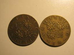 Foreign Coins:  1960 & 1968 Austria 1 Schillings