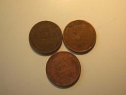 US Coins: 3x1919 Wheat pennies