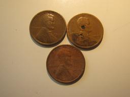 US Coins: 3x1919 Wheat pennies