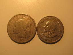 Foreign Coins:  1968 Liberia 25 Cents & 1978 Kenya 50 Cents