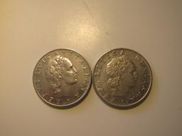 Foreign Coins:  1954 & 1959 Italy 50 Lires