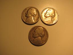 US Coins:3x1947 5 cents