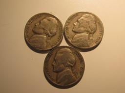 US Coins: 3x1947 5 cents