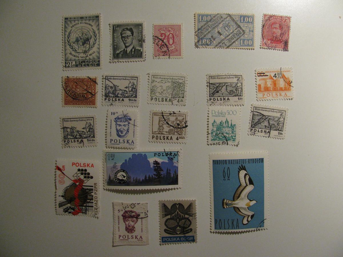 Vintage stamps set of: Belgium & Poland