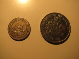 Foreign Coins:  1948 East Africa 50 Cents & 1998 Gambia 50 Bututs