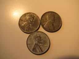 US Coins: 3x 1943 Steel pennies