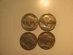 US Coins: 4X Buffalo 5 Cents(Dates not Clear)