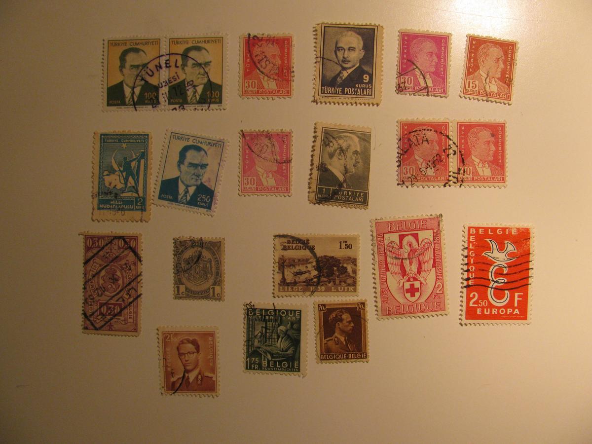 Vintage stamps set of: Belgium & Turkey