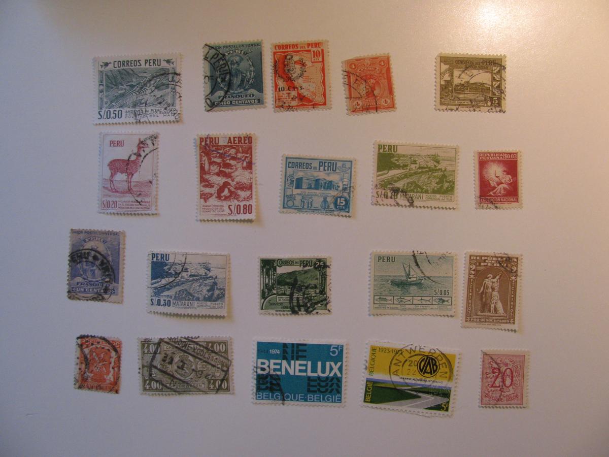 Vintage stamps set of: Belgium & Peru