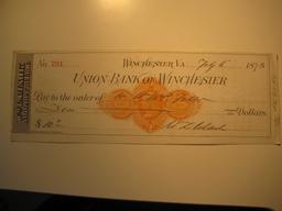 Vintage Check: 1873 Union Bank of Wichester