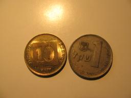 Foreign Coins: 2 Israel Coins