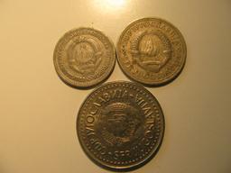 Foreign Coins: Yugoslavia 1965 1, 177 2 & 1988 100 Dinaras