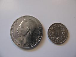 Foreign Coins: 1976 Belgium 10 Francs & 1967 Switzerland 5 Rappen