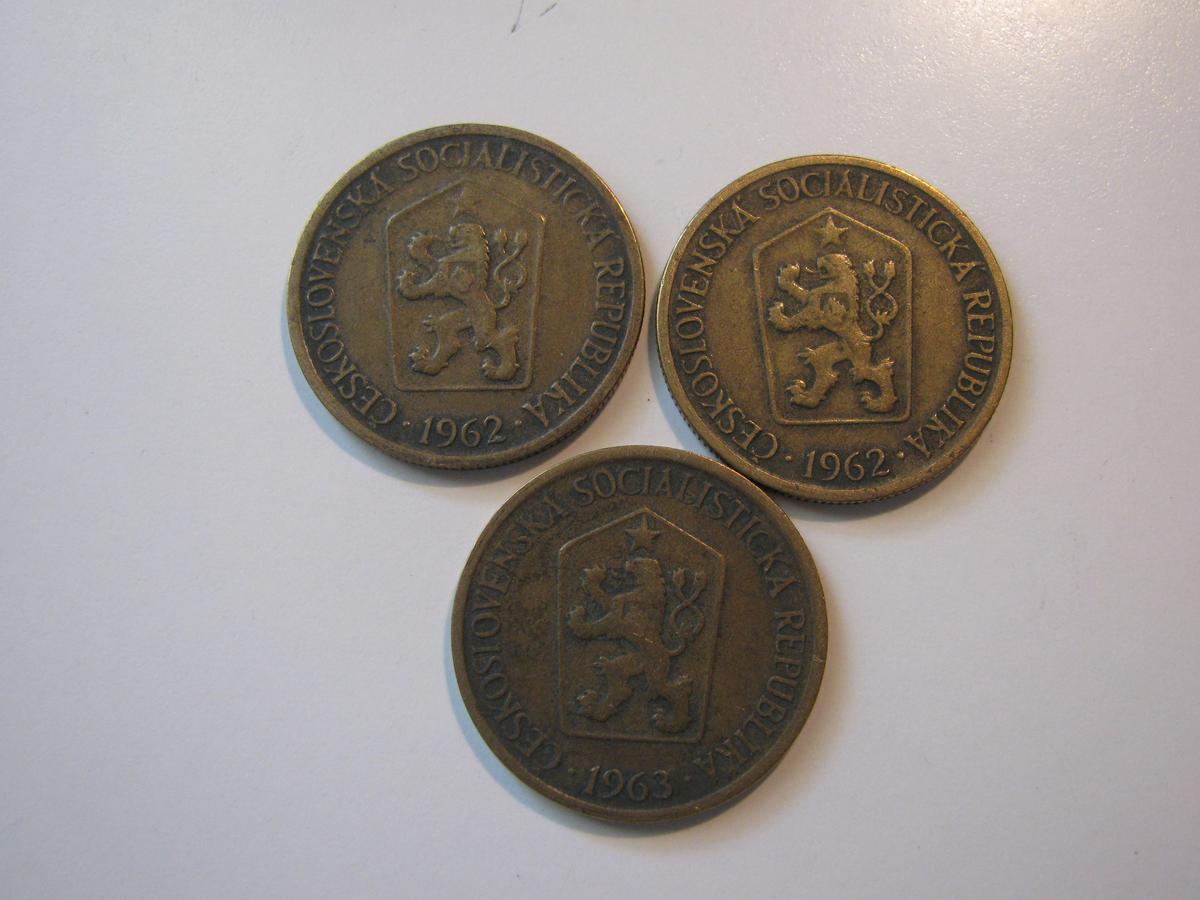 Foreign Coins:  2x1962 & 1x1963 Czechoslovakia 1 unit coins