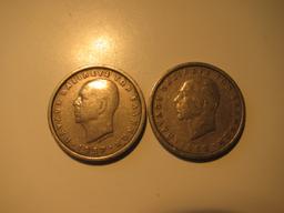 Foreign Coins:  Greece 1957 & 1962 2 Drachmas