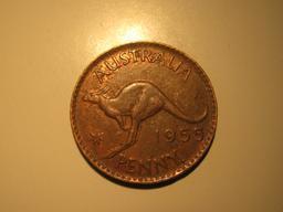 Foreign Coins: 1955 Australia Penny