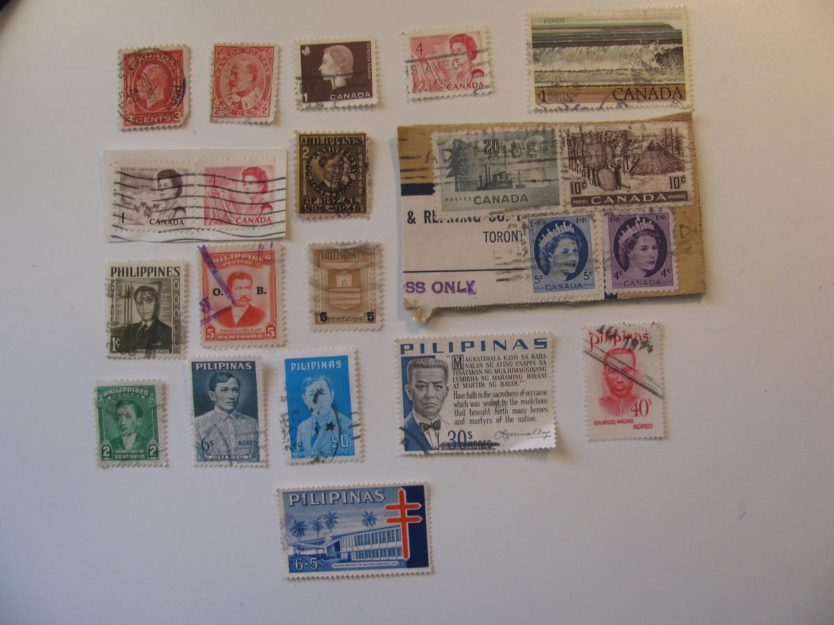 Vintage stamps set of: Canada & Philippines
