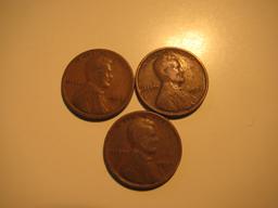 US Coins: 3x1924 Wheat Pennies