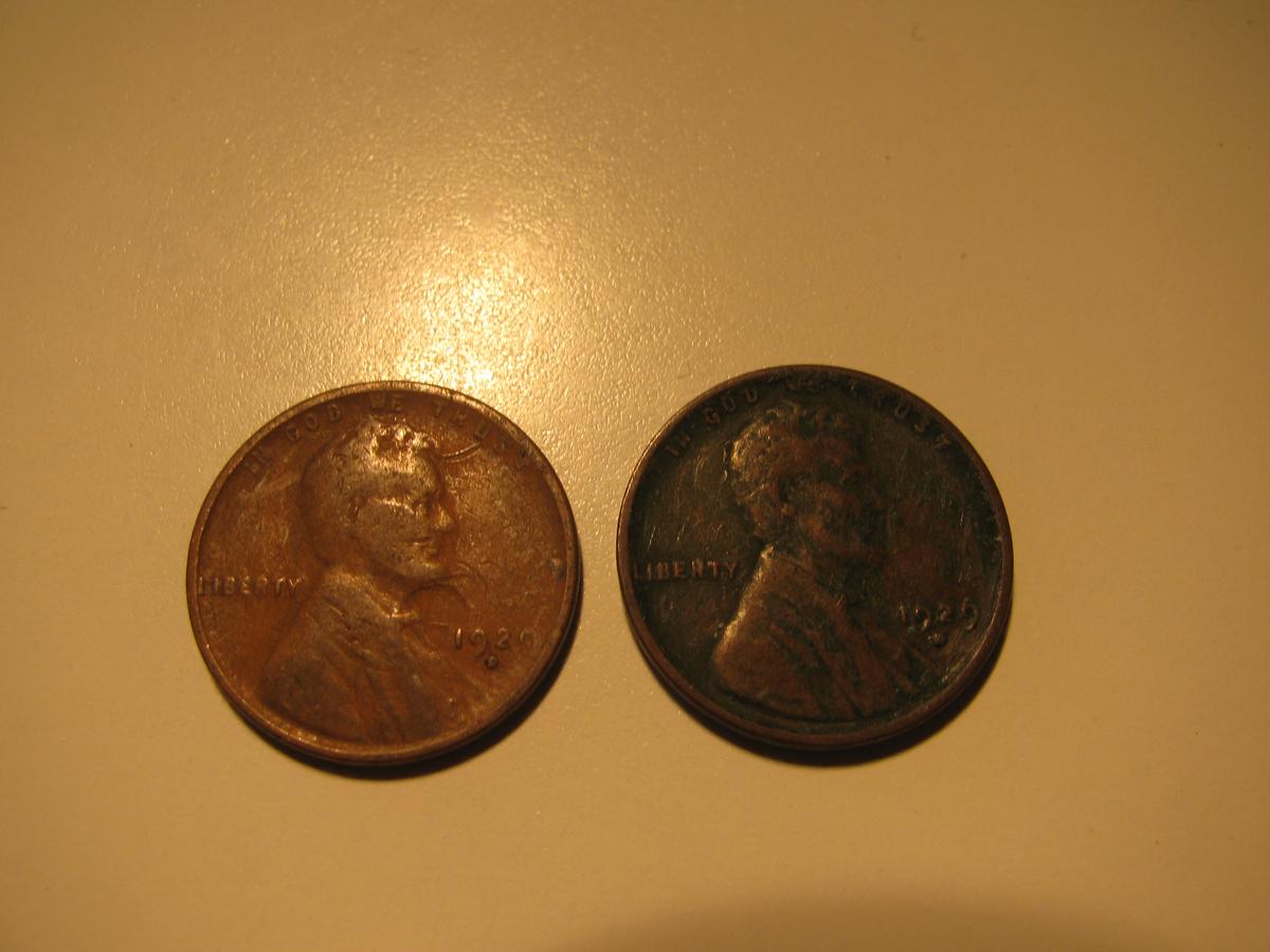 US Coins: 2x1929-D Wheat Pennies