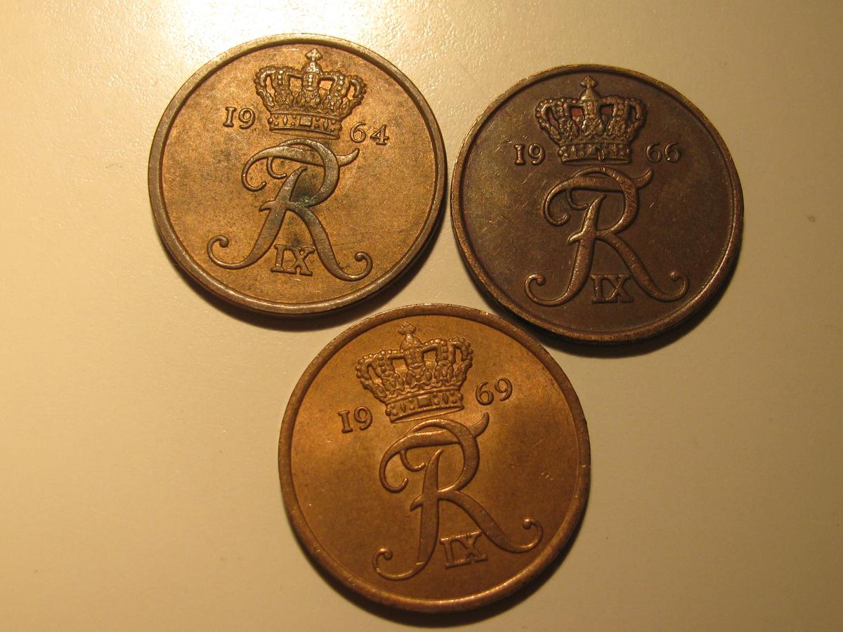 Foreign Coins:  Denmark 1964, 66 & 69 5 Ores