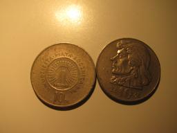 Foreign Coins: Poland 1969 & 70 10 Zloyches