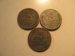 US Coins: 3x 1943 Steel pennies