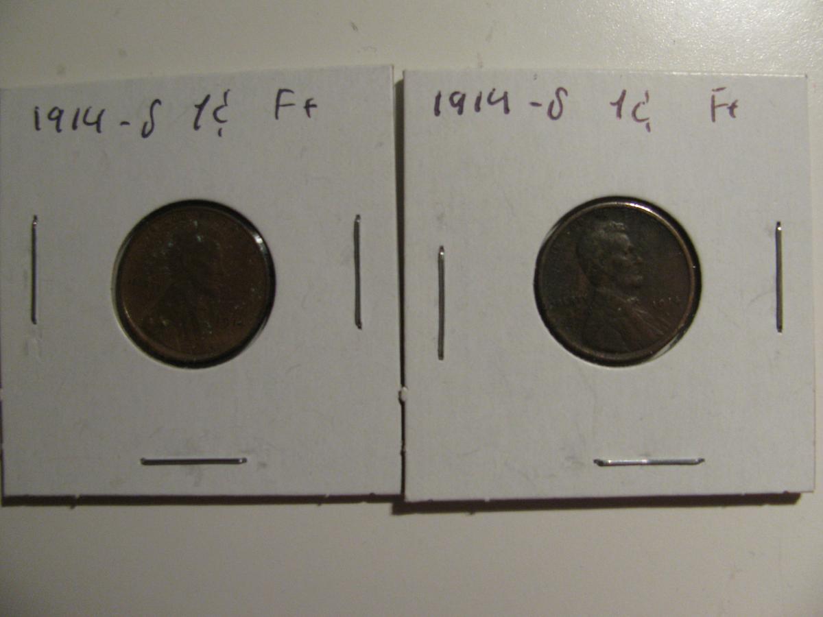 2x1914-S Wheat pennies