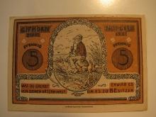 Foreign Currency: 1921 Germany 5 Pfennig Notgeld (UNC)