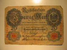 Foreign Currency: 1914 (WWI) Germany 20 Mark
